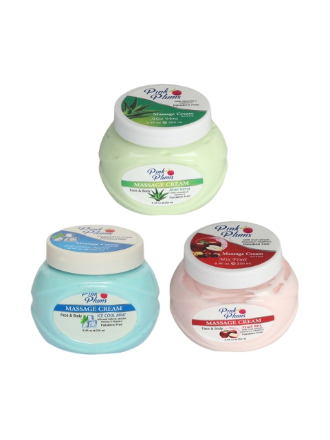 

Pink Plums Set of 3 Aloevera FRUIT MIX Ice Cool Face & Body Massage Creams 250 ml, Multi