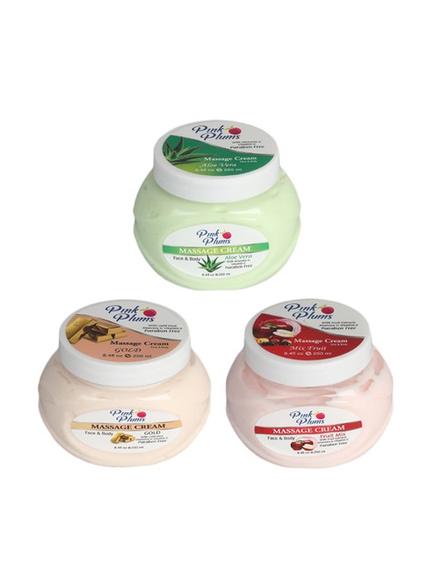 

Pink Plums Set of 3 Body Massage Creams 750ml, Green