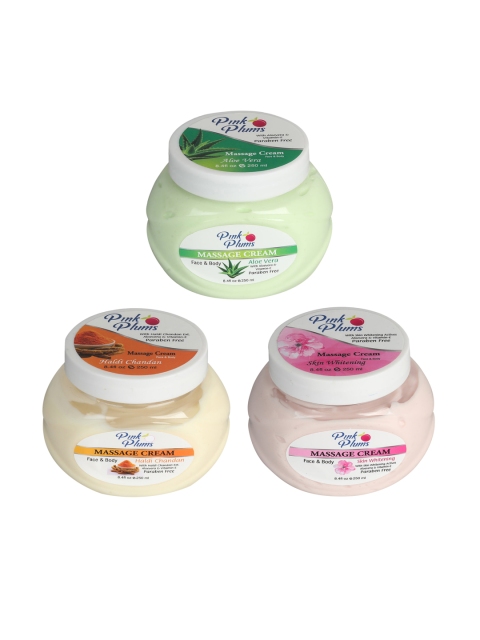 

Pink Plums Set Of 3 Paraben Free Aloevera Haldi & chandan Face Moisturisers 250 ml Each, Multi