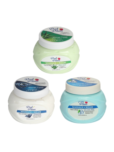 

Pink Plums Set Of 3 Paraben Free Aloevera Diamond Ice Cool Face Moisturisers 250 ml Each, Multi