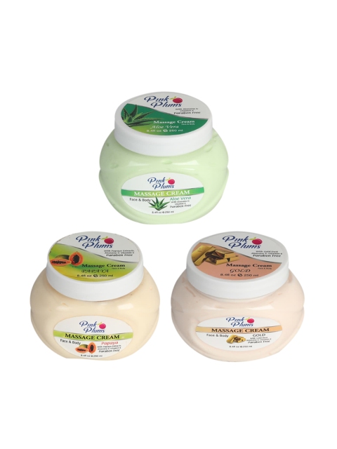 

Pink Plums Set Of 3 Paraben Free Aloevera Gold PAPAYA Face Moisturisers- 250 ml each, Multi