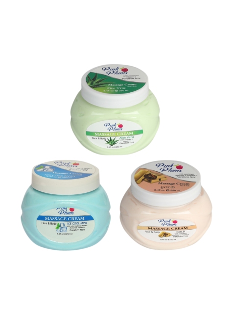 

Pink Plums Set Of 3 Paraben Free Aloevera Gold Face Moisturisers 750ml, Multi