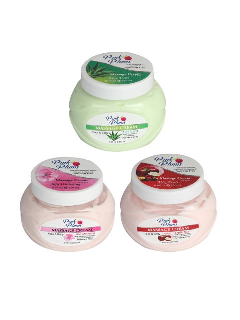 

Pink Plums Set Of 3 Paraben Free Aloevera Fruit Mix Face Moisturisers-250 Ml Each, Multi