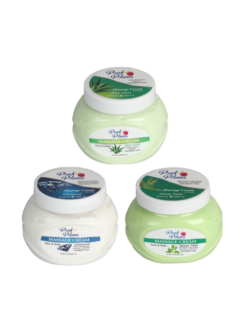 

Pink Plums Set Of 3 Paraben Free Body Massage Creams 250 ml Each, Multi