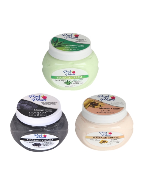 

Pink Plums Set Of 3 Face & Body Massage creams, Multi