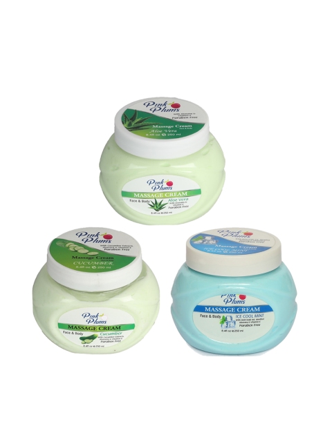 

Pink Plums Set Of 3 Paraben Free Face & Body Massage creams, Multi
