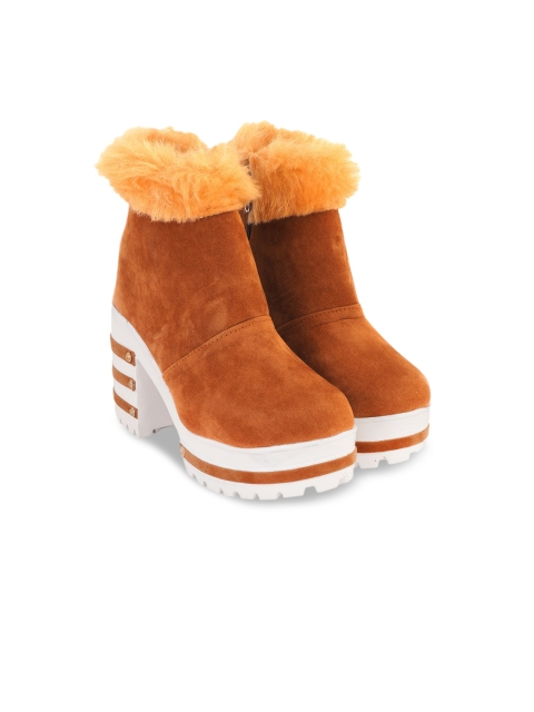 

Luv Byt Women Tan Brown Solid Chunky Boots