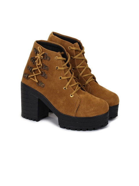 

Luv Byt Women Tan Brown Solid Chunky Boots