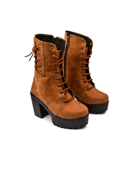 

Luv Byt Women Tan Brown Solid Chunky Boots