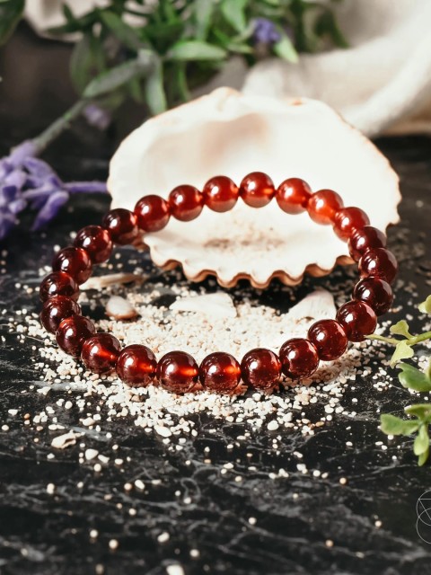 

Young & Forever Unisex Black & Red Brass Garnet Bracelet