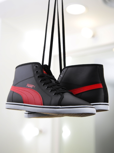 

Puma Men Black & Red Elsu v2 Mid-Top Sneakers