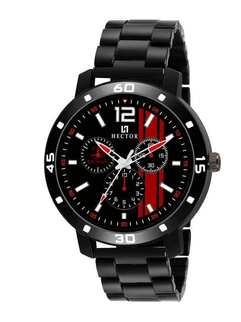 

HECTOR Men Black Printed Dial & Black Stainless Steel Bracelet Style Straps Analogue Watch