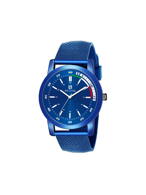 

HECTOR Men Blue Patterned Dial & Silver Toned Bracelet Style Straps Analogue Watch