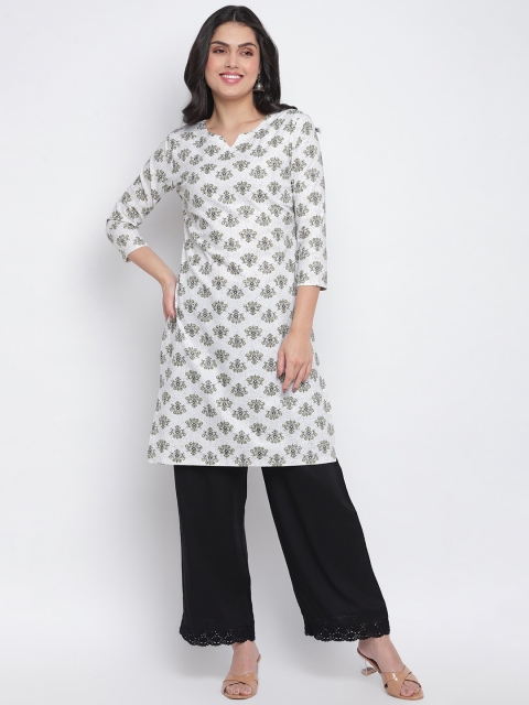 

Lagashi Women White Ethnic Motifs Printed Cotton Kurta