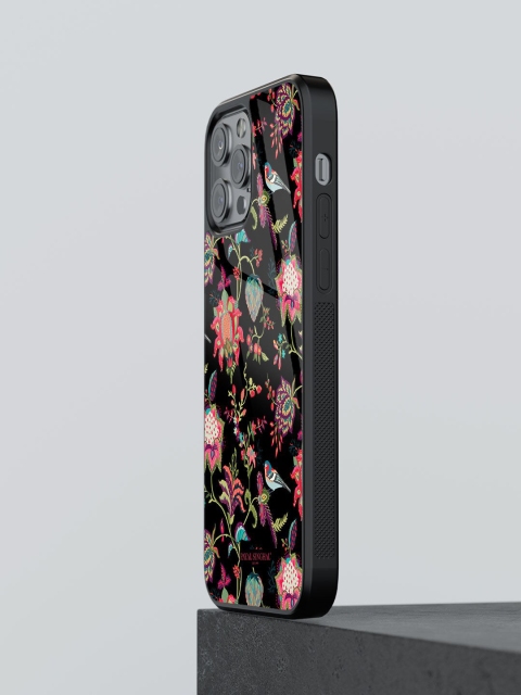 

macmerise Black & Pink Printed Chidiya Glass iPhone 12 Pro Back Case