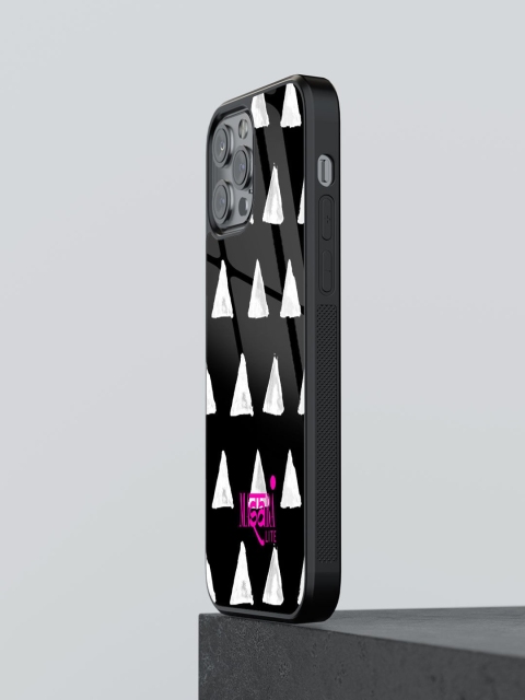 

macmerise Black & White Printed Cone Glass iPhone 12 Pro Max Back Case