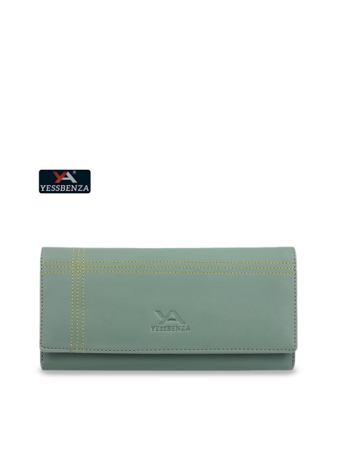 

YESSBENZA Sea Green & Gold-Toned Envelope Clutch