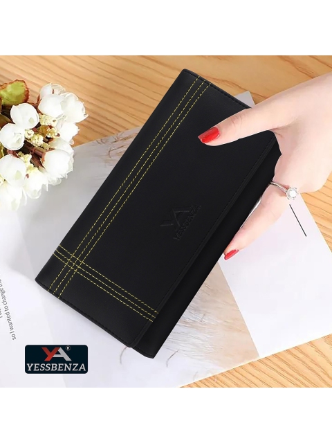 

YESSBENZA Black & Yellow Envelope Clutch