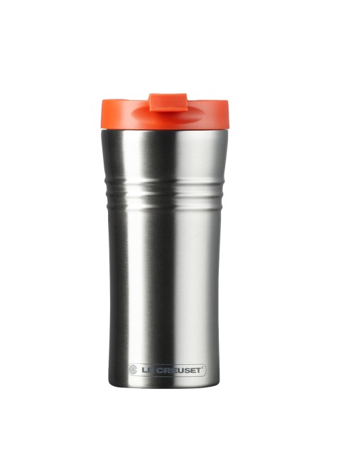 

LE CREUSET Orange & Silver-Toned Solid Stainless Steel Glossy Travel Mug
