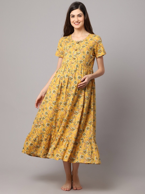 

Shararat Women Yellow Printed Nightdress