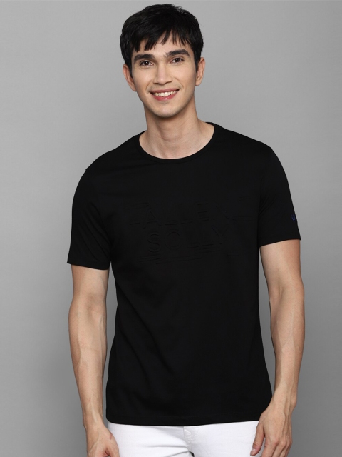 

Allen Solly Men Black Solid Pure Cotton Slim Fit T-shirt