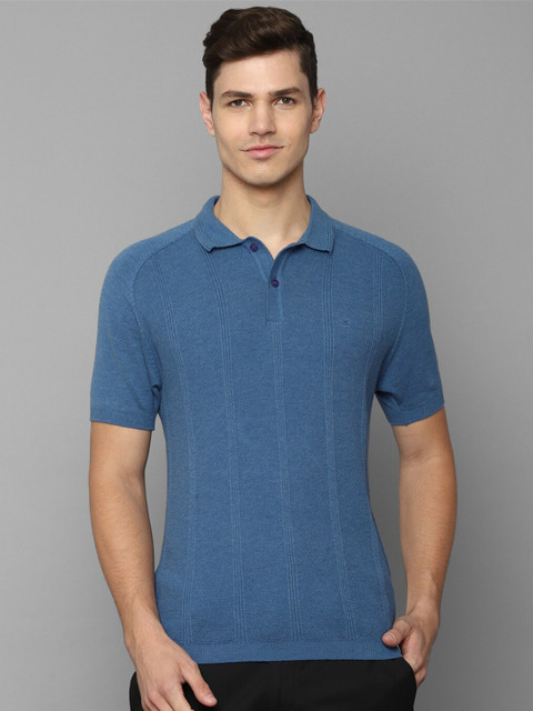 

Louis Philippe Men Blue Polo Collar Slim Fit T-shirt