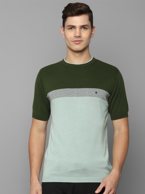 

Louis Philippe Men Green & Olive Green Colourblocked Slim Fit T-shirt