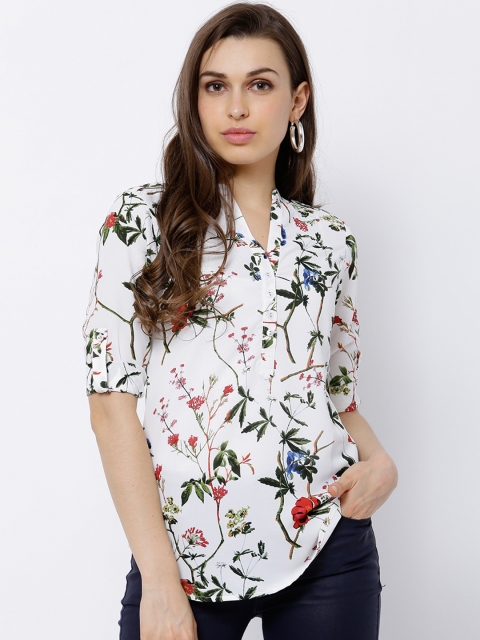 

Tokyo Talkies Women White Printed Shirt Style Top