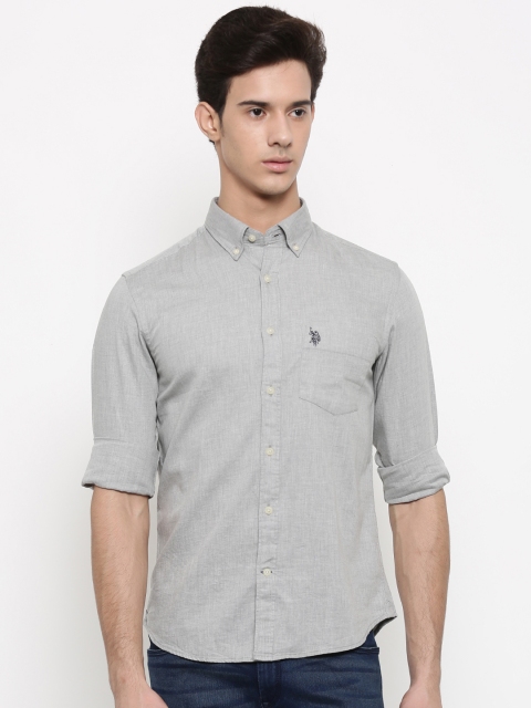 

U.S. Polo Assn. Men Grey Solid Casual Shirt