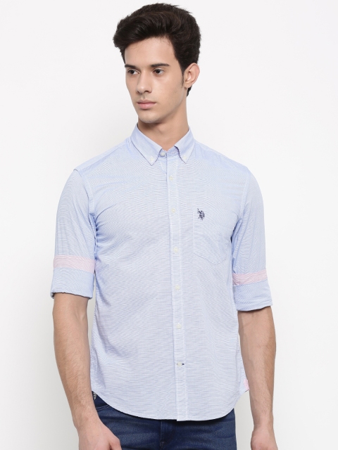

U.S. Polo Assn. Men Blue Striped Casual Shirt