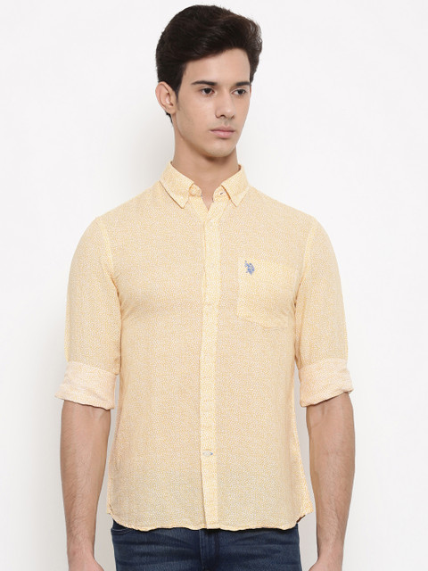

U.S. Polo Assn. Men Yellow Printed Casual Shirt