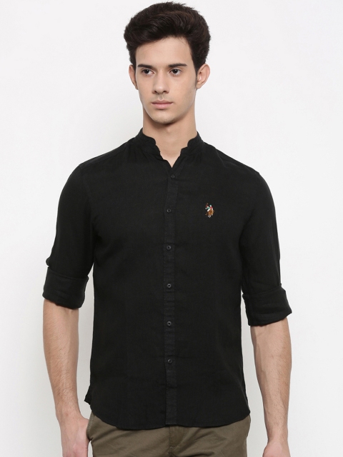 

U.S. Polo Assn. Denim Co. Men Black Solid Linen Casual Shirt