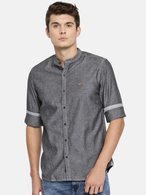 

U.S. Polo Assn. Denim Co. Men Charcoal Grey Regular Fit Solid Casual Shirt