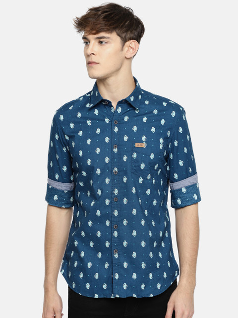 

U.S. Polo Assn. Denim Co. Men Blue Regular Fit Printed Casual Shirt