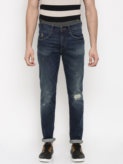 

U.S. Polo Assn. Men Blue Mid-Rise Mildly Distressed Jeans