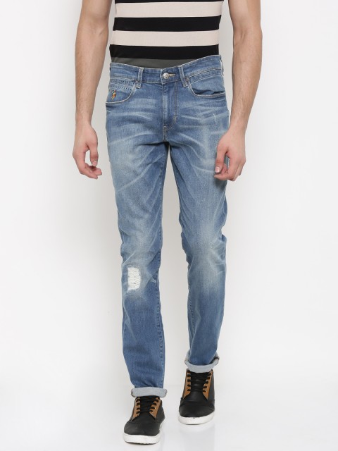 

U.S. Polo Assn. Denim Co. Men Blue Mid-Rise Mildly Distressed Jeans