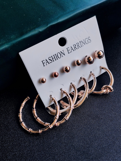 

ANNA CREATIONS 6 Rose Gold Contemporary Hoop Earrings