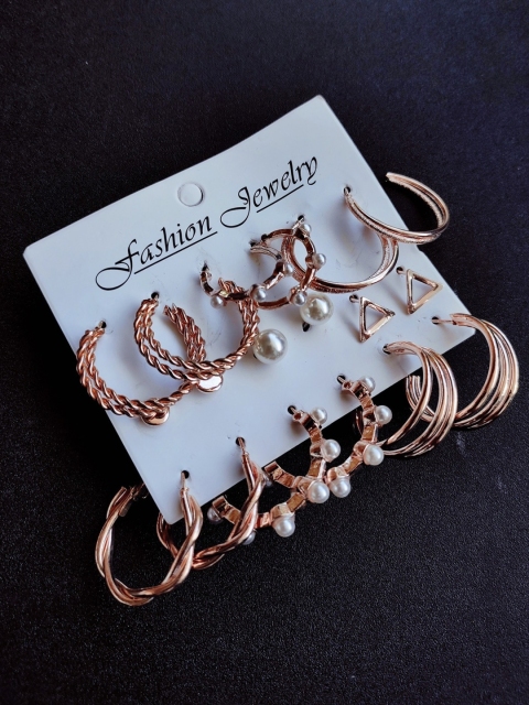 

ANNA CREATIONS 9 Rose Gold Contemporary Hoop Earrings