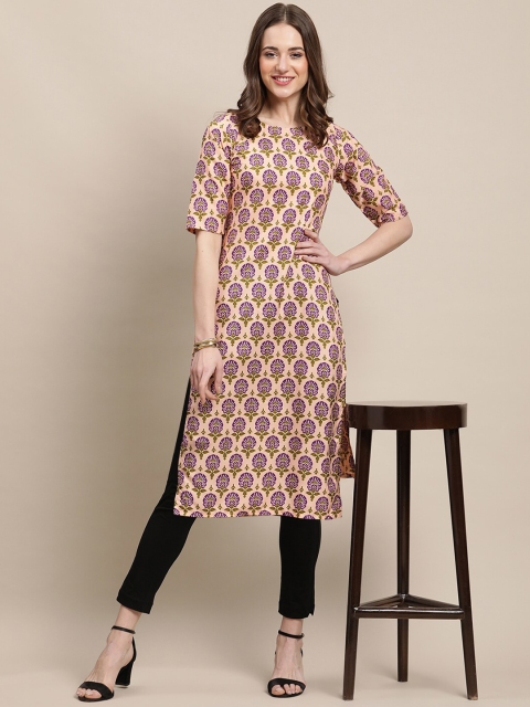 

7Threads Women Pack Of 6 Multicoloured Geometric Printed Crepe Kurta, Multi