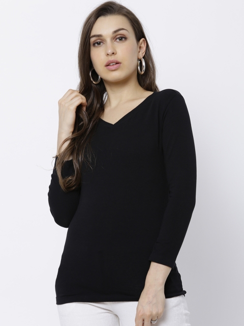 

Tokyo Talkies Women Black Solid Fitted Top