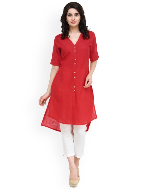 

Indibelle Women Red Straight Kurta