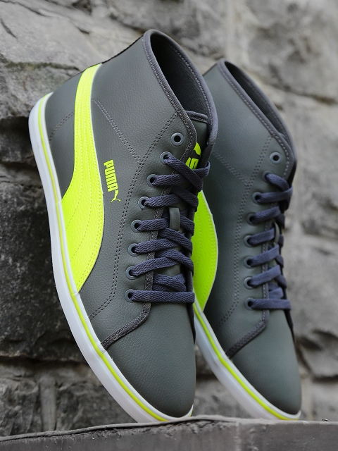 

Puma Men Grey Elsu v2 Mid-Top Sneakers