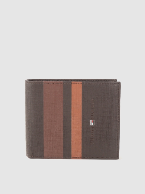 

Tommy Hilfiger Men Brown Striped Leather Two Fold Wallet
