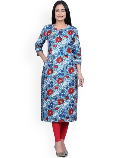 

SUTI Women Blue Floral Printed Kurta