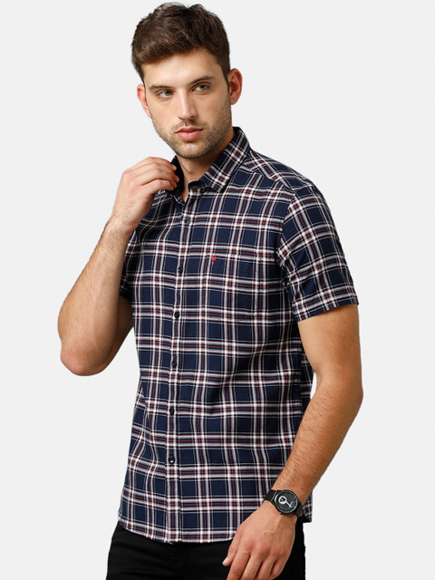 

Classic Polo Men Blue Premium Slim Fit Tartan Checked Casual Shirt