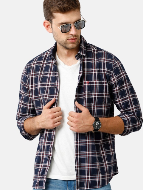 

Classic Polo Men Blue Premium Slim Fit Tartan Checks Cotton Casual Shirt