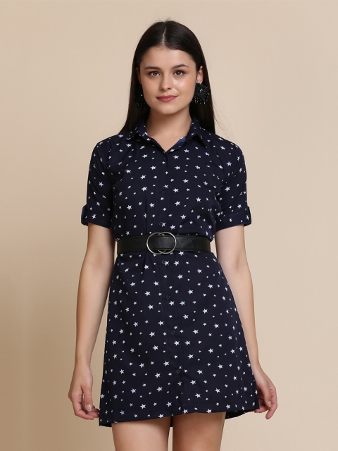 

Atsevam Blue & White Printed Shirt Dress