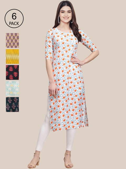 

7Threads Women Multicoloured Floral Printed Crepe Kurta, Multi