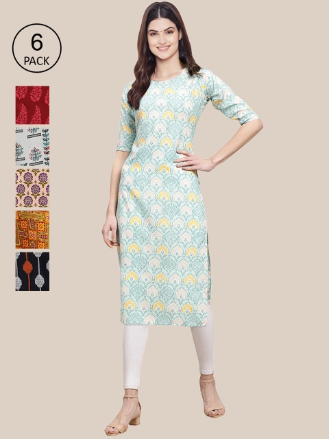 

7Threads Women Blue Geometric Printed Crepe Kurta