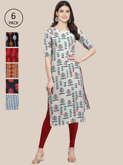 

7Threads Women Multicoloured Ethnic Motifs Printed Crepe Kurta, Multi